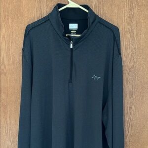 Greg Norman Black Quarter-Zip Pullover with Multicolor Shark Logo